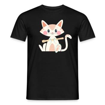 Flutist flutist flute flute player cat - Men's T-Shirt - black - Front - AI Model Male 178 light (178cm)