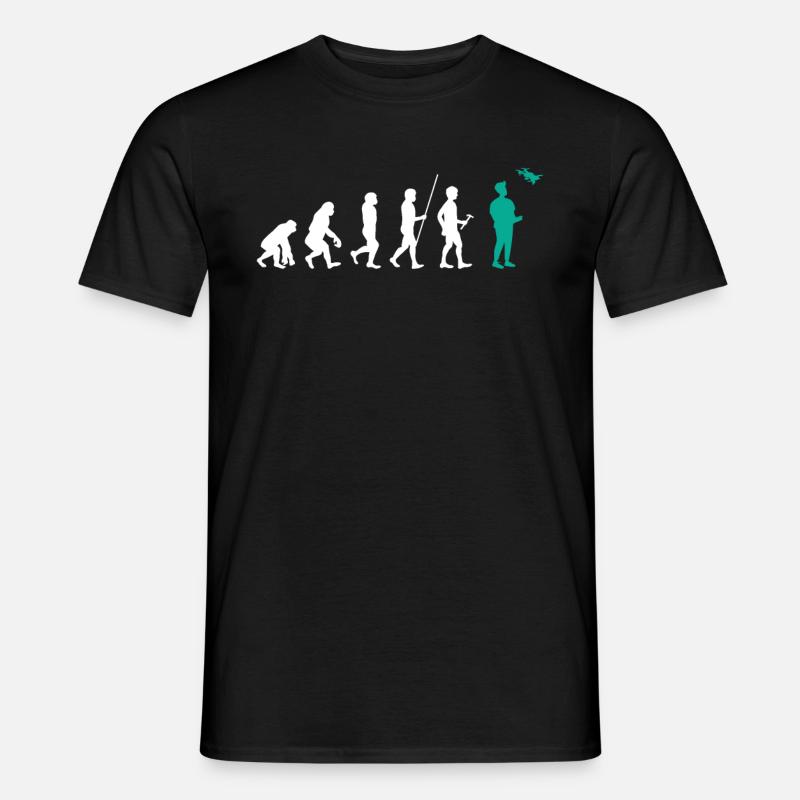 Lustige Evolution Drohne Pilot Drohnenpilot - Männer T-Shirt - Schwarz