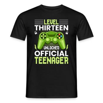 13th Birthday Boy Teen Birthday Gamer - Men's T-Shirt - black - Front - AI Model Male 178 light (178cm)