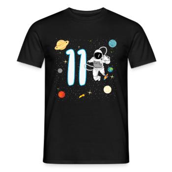 11th Birthday 11 Year Old Astronaut Space Planet - Men's T-Shirt - black - Front - AI Model Male 178 light (178cm)