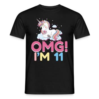 11th Birthday Girl 11 Year Old Unicorn Party - Men's T-Shirt - black - Front - AI Model Male 178 light (178cm)