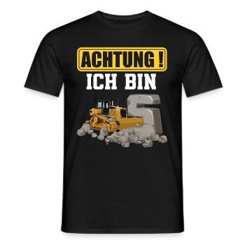 5. Geburtstag Achtung Ich Bin 5 Bagger Baustelle - Männer T-Shirt - Schwarz - Vorne - AI Model Male 178 light (178cm)