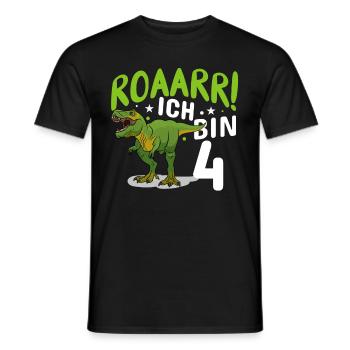 4. Geburtstag 4 Jahre Dino Dinosaurier Fan - Männer T-Shirt - Schwarz - Vorne - AI Model Male 178 light (178cm)