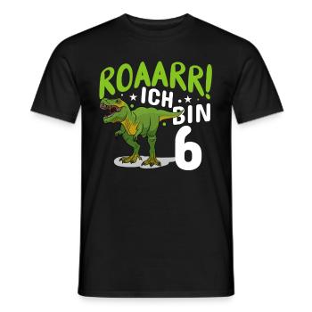 6. Geburtstag 6 Jahre Dino Dinosaurier Fan - Männer T-Shirt - Schwarz - Vorne - AI Model Male 178 light (178cm)