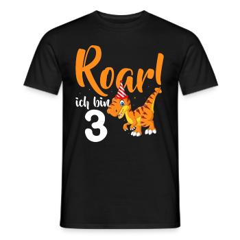 3. Geburtstag 3 Jahre Dino Dinosaurier Fan - Männer T-Shirt - Schwarz - Vorne - AI Model Male 178 light (178cm)