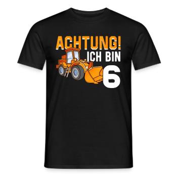 6. Geburtstag Achtung Ich Bin 6 Bagger Baustelle - Männer T-Shirt - Schwarz - Vorne - AI Model Male 178 light (178cm)
