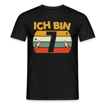 7. Geburtstag 7 Jahre Weltall Weltraumrakete Party - Männer T-Shirt - Schwarz - Vorne - AI Model Male 178 light (178cm)