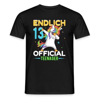 13. Geburtstag Mädchen 13 Jahre Teenager Einhorn - Männer T-Shirt - Schwarz - Vorne - AI Model Male 178 light (178cm)