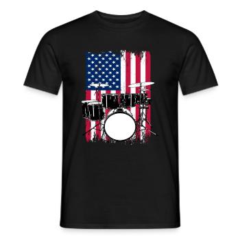 Drums Drummer Gift USA Flag - Men's T-Shirt - black - Front - AI Model Male 178 light (178cm)
