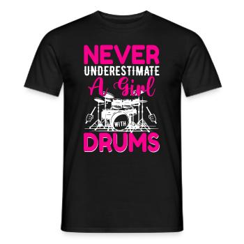 Drôle de femme percussion de batterie cadeau - T-shirt homme - noir - Devant - AI Model Male 178 light (178cm)