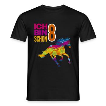 8. Geburtstag Mädchen 8 Jahre Pferd Pferde Party - Männer T-Shirt - Schwarz - Vorne - AI Model Male 178 light (178cm)