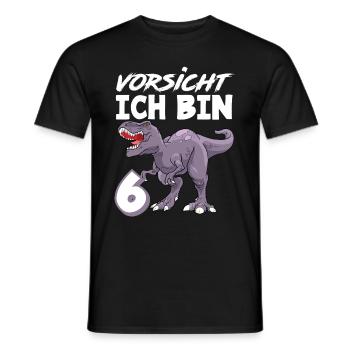 6. Geburtstag 6 Jahre Dino Dinosaurier Fan - Männer T-Shirt - Schwarz - Vorne - AI Model Male 178 light (178cm)