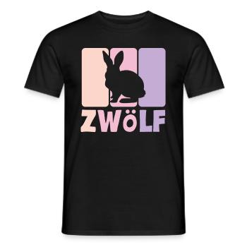 12. Geburtstag Mädchen 12 Jahre Kaninchen Hase - Männer T-Shirt - Schwarz - Vorne - AI Model Male 178 light (178cm)