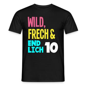 10. Geburtstag Wild, Frech & Endlich 10 Jahre - Männer T-Shirt - Schwarz - Vorne - AI Model Male 178 light (178cm)