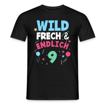 9. Geburtstag Wild, Frech & Endlich 9 Jahre - Männer T-Shirt - Schwarz - Vorne - AI Model Male 178 light (178cm)