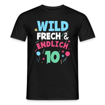 10. Geburtstag Wild, Frech & Endlich 10 Jahre - Männer T-Shirt - Schwarz - Vorne - AI Model Male 178 light (178cm)