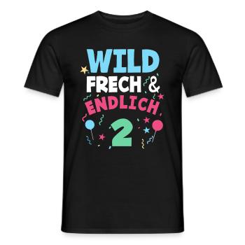 2. Geburtstag Wild, Frech & Endlich 2 Jahre - Männer T-Shirt - Schwarz - Vorne - AI Model Male 178 light (178cm)