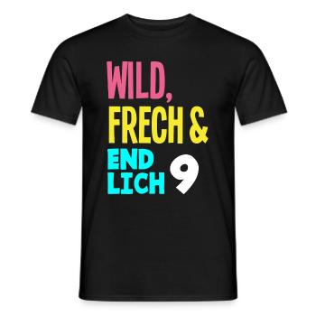 9. Geburtstag Wild, Frech & Endlich 9 Jahre - Männer T-Shirt - Schwarz - Vorne - AI Model Male 178 light (178cm)