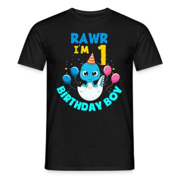 1er anniversaire Garçons 1 an Dinosaure - T-shirt homme - noir - Devant - AI Model Male 178 light (178cm)