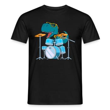 Funny Dinosaur Drums Gift - Men's T-Shirt - black - Front - AI Model Male 178 light (178cm)