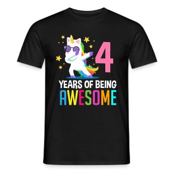 4ème anniversaire 4 ans licorne chemise d’anniversaire - T-shirt homme - noir - Devant - AI Model Male 178 light (178cm)