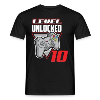 10th Birthday Boy Birthday Gamer Gaming - Men's T-Shirt - black - Front - AI Model Male 178 light (178cm)
