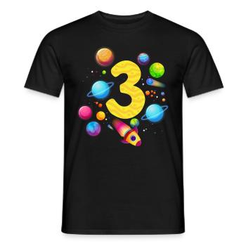 3rd Birthday Boys 3 Years Planet Birthday - Men's T-Shirt - black - Front - AI Model Male 178 light (178cm)