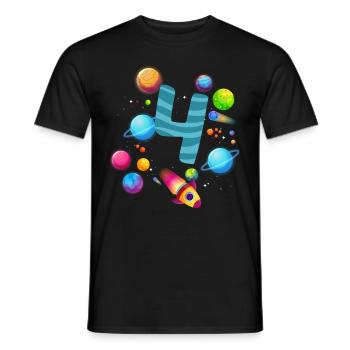 4th Birthday Boys 4 Years Planet Birthday - Men's T-Shirt - black - Front - AI Model Male 178 light (178cm)