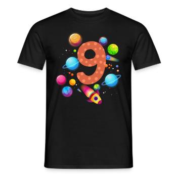 9th Birthday Boys 9 Years Planet Birthday - Men's T-Shirt - black - Front - AI Model Male 178 light (178cm)