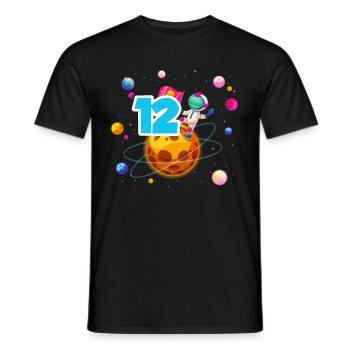12th Birthday Boys 12 Years Planet Birthday - Men's T-Shirt - black - Front - AI Model Male 178 light (178cm)