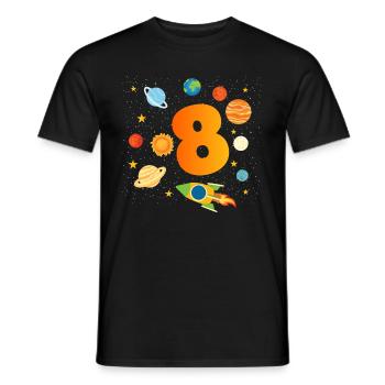 8th Birthday Boys 8 Years Planet Birthday - Men's T-Shirt - black - Front - AI Model Male 178 light (178cm)