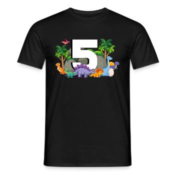5th Birthday 5 Years Dino Dinosaur Fan - Men's T-Shirt - black - Front - AI Model Male 178 light (178cm)