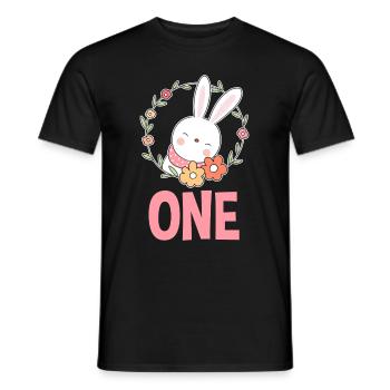 1er anniversaire Fille 1 an Lapin Lapin - T-shirt homme - noir - Devant - AI Model Male 178 light (178cm)
