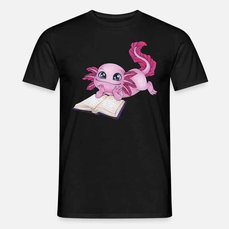 Axolotl Buchliebhaber Lesen Read a lot Geschenk - Männer T-Shirt - Schwarz