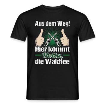 Holla, die Waldfee - Aus dem Weg! Kettensäge - Männer T-Shirt - Schwarz - Vorne - AI Model Male 178 light (178cm)