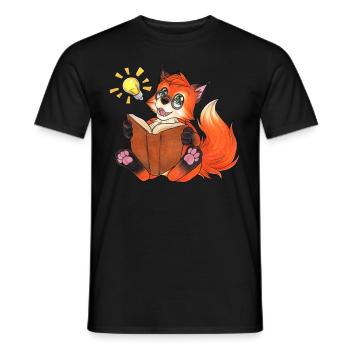 Sei Schlau, Niedlicher Fuchs mit Buch für Nerds - Männer T-Shirt - Schwarz - Vorne - AI Model Male 178 light (178cm)