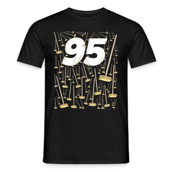 95 brooms Birthday humor mom and dad - Men's T-Shirt - black - Front - AI Model Male 178 light (178cm)