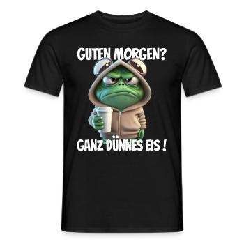Guten Morgen? Ganz dünnes Eis! Lustiger Frosch - Männer T-Shirt - Schwarz - Vorne - AI Model Male 178 light (178cm)