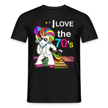 70s Unicorn Retro Disco Dance Floor - Men's T-Shirt - black - Front - AI Model Male 178 light (178cm)