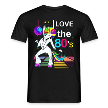 80er Jahre Disco Einhorn Humor Tanzfläche - Männer T-Shirt - Schwarz - Vorne - AI Model Male 178 light (178cm)