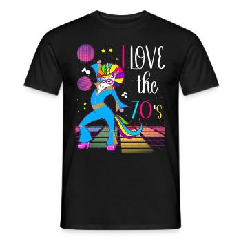 Unicorn Fantasy Year 70 Retro Vintage Humor - Men's T-Shirt - black - Front - AI Model Male 178 light (178cm)