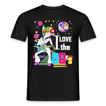 Einhorn Gitarre Vintage Humor 80er Jahre - Männer T-Shirt - Schwarz - Vorne - AI Model Male 178 light (178cm)