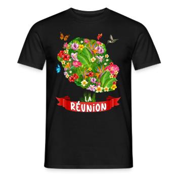 La Réunion Paradis Des Fleurs - T-shirt homme - noir - Devant - AI Model Male 178 light (178cm)