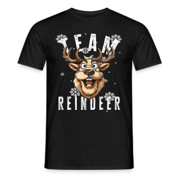 Christmas Motif Reindeer Xmas Team Reindeer - Men's T-Shirt - black - Front - AI Model Male 178 light (178cm)