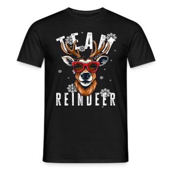 Christmas Motif Reindeer Xmas Team Reindeer - Men's T-Shirt - black - Front - AI Model Male 178 light (178cm)
