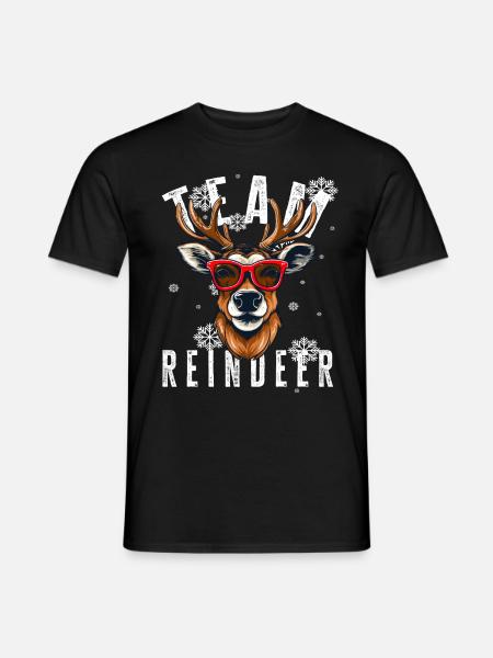 Weihnachtsmotiv Rentier Xmas Team Rentier - Männer T-Shirt - Schwarz