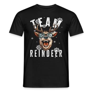 Christmas Motif Reindeer Xmas Team Reindeer - Men's T-Shirt - black - Front - AI Model Male 178 light (178cm)