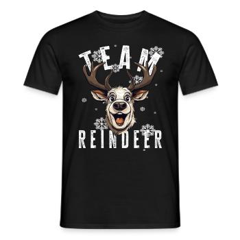 Christmas Motif Reindeer Xmas Team Reindeer - Men's T-Shirt - black - Front - AI Model Male 178 light (178cm)