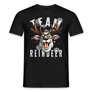 Christmas Motif Reindeer Xmas Team Reindeer - Men's T-Shirt - black - Front - AI Model Male 178 light (178cm)
