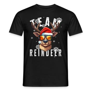 Christmas Motif Reindeer Xmas Team Reindeer - Men's T-Shirt - black - Front - AI Model Male 178 light (178cm)